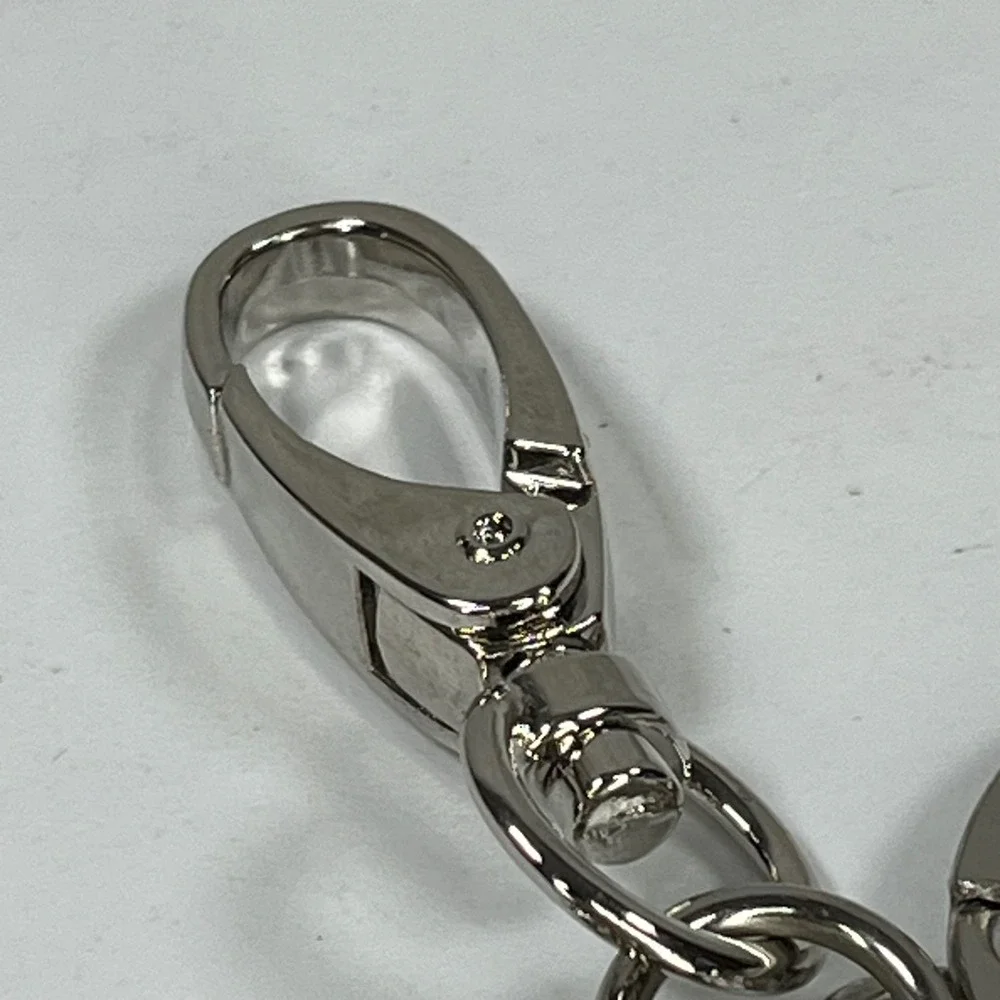 Kathy Van Zeeland Black Faceted Heart Keychain Bag Charm Silver Tone Logo Tag